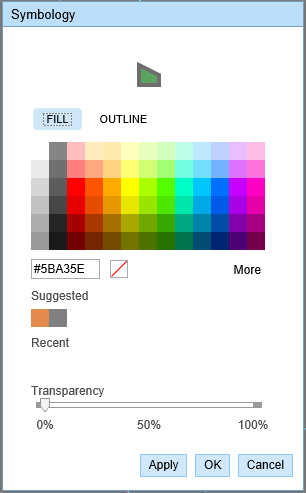 Symbology editor for a polygon layer